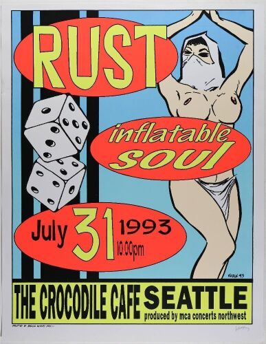 1993 Frank Kozik Rust The Crocodile Caf&eacute; Seattle Signed Kozik Poster Excellent 79