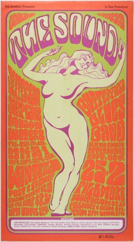 1966 BG-29 Jefferson Airplane Winterland & Fillmore Signed Wilson Poster Excellent 79