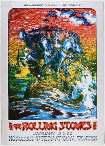 1973 AOR-4.147 Rolling Stones Honolulu International Center Hawaii Poster Extra Fine 65