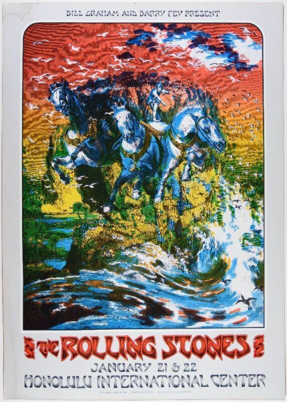 1973 AOR-4.147 Rolling Stones Honolulu International Center Hawaii Poster Extra Fine 65