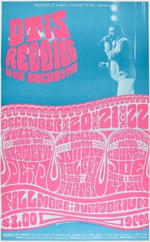 1966 BG-43 Otis Redding Grateful Dead Fillmore Auditorium Poster Near Mint 85