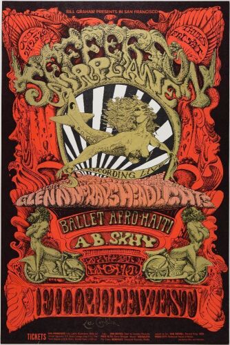 1968 BG-142 Jefferson Airplane Fillmore West Signed Conklin Poster Excellent 75