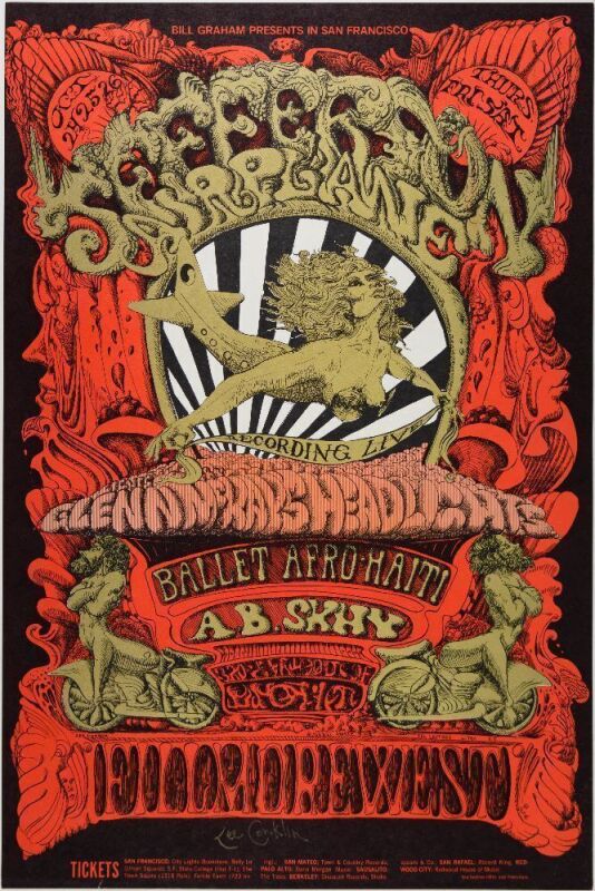 1968 BG-142 Jefferson Airplane Fillmore West Signed Conklin Poster Excellent 75