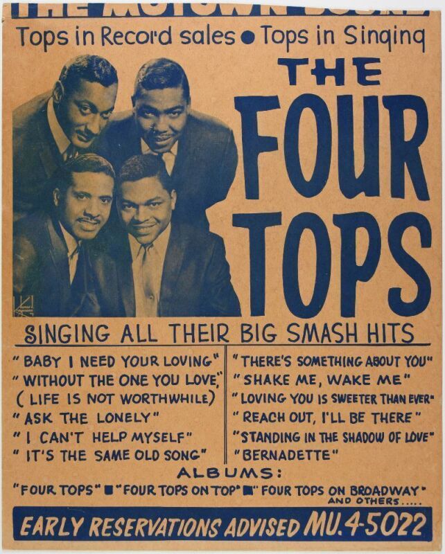 1966 The Four Tops Tour Blank Poster Fine 59