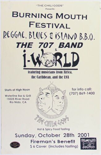 2001 The 707 Band Burning Mouth Festival The Waterline Bar & Grill Rio Nido Poster Mint 91