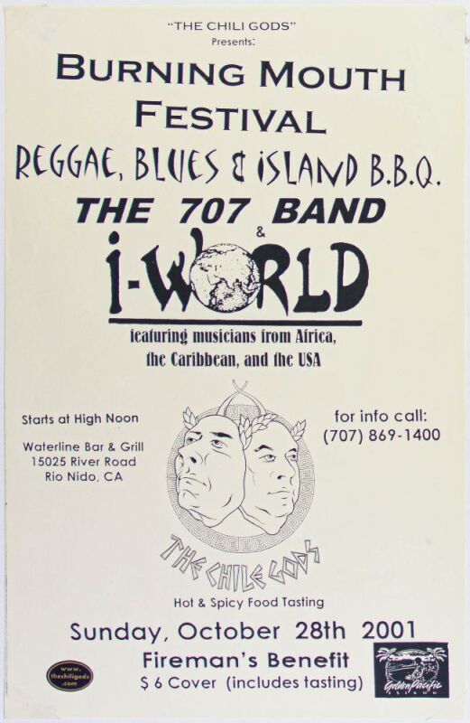 2001 The 707 Band Burning Mouth Festival The Waterline Bar & Grill Rio Nido Poster Mint 91