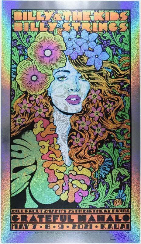 2021 Chuck Sperry Billy & the Kids Billy Strings Grateful Mahalo Kauai Hawaii LE Lava Foil Signed Sperry Poster Mint 93
