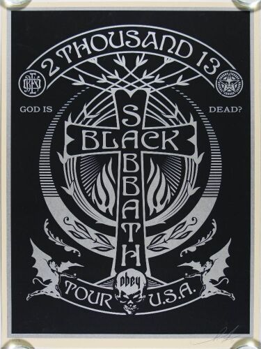 2013 Shepard Fairey Black Sabbath USA Tour LE Signed Fairey Poster Mint 93