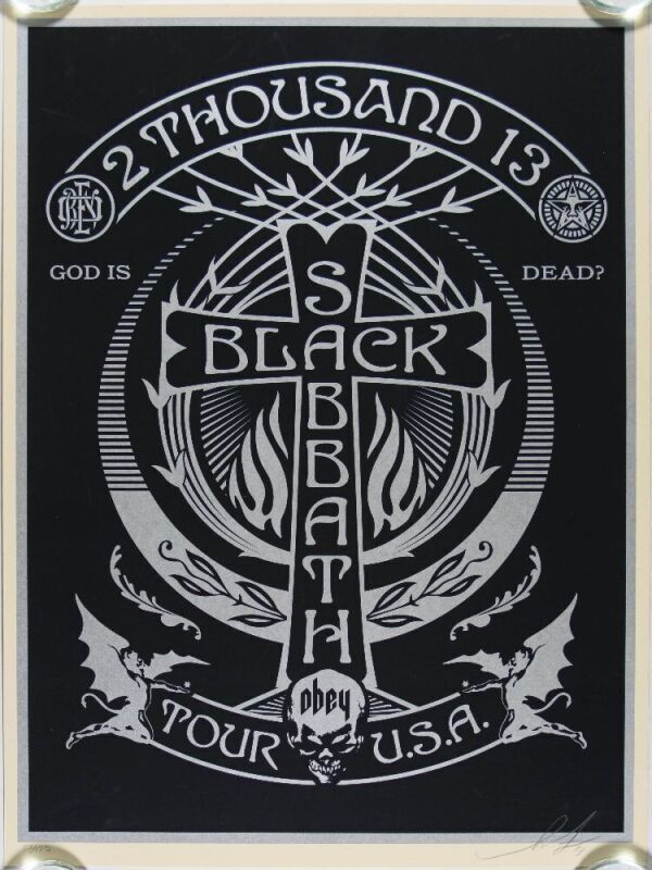 2013 Shepard Fairey Black Sabbath USA Tour LE Signed Fairey Poster Mint 93