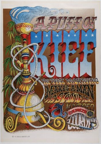 1967 Rick Griffin A Puff Of Kief RP2 Headshop Poster Excellent 79