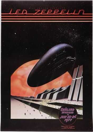 1977 AOR-4.50 Led Zeppelin Oakland Stadium Poster Excellent 79