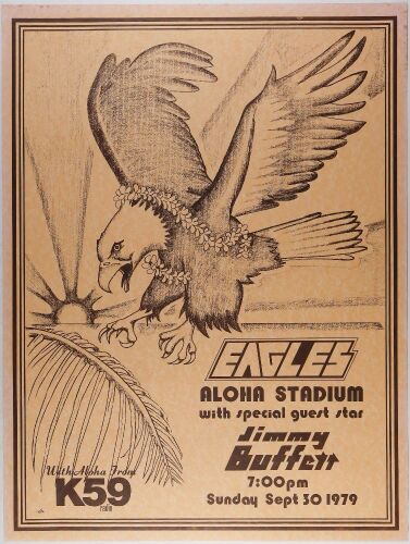 1979 The Eagles Jimmy Buffett Aloha Stadium Oahu Poster Excellent 75