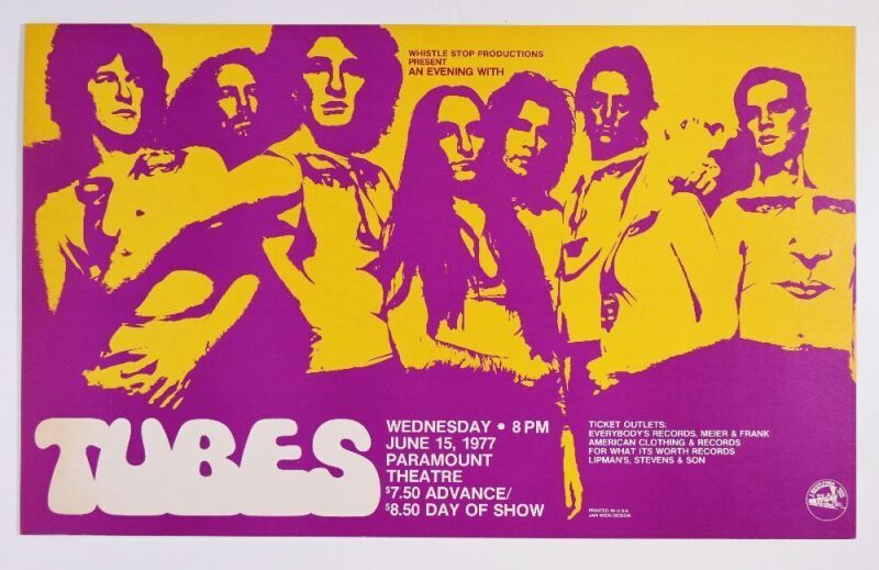 1977 The Tubes The Paramount Theatre Portland Poster Mint 95