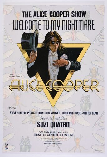 1975 Alice Cooper Welcome to my Nightmare Seattle Center Coliseum Poster Extra Fine 69