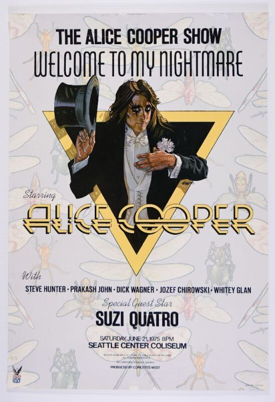 1975 Alice Cooper Welcome to my Nightmare Seattle Center Coliseum Poster Extra Fine 69