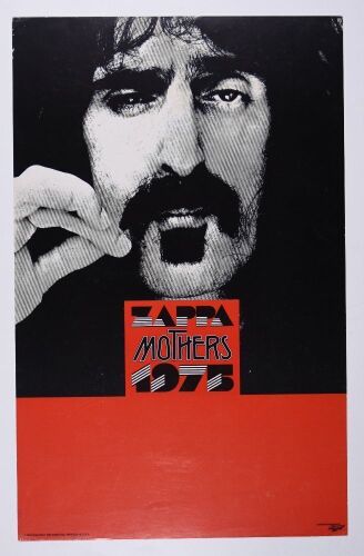 1975 Frank Zappa & The Mothers of Invention Tour Blank Poster Excellent 79