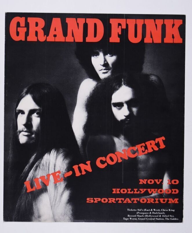 1971 Grand Funk Hollywood Sportatorium Poster Extra Fine 69