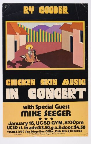 1977 Ry Cooder University of California San Diego Gym Poster Excellent 71