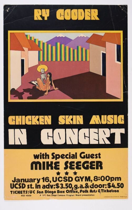 1977 Ry Cooder University of California San Diego Gym Poster Excellent 71