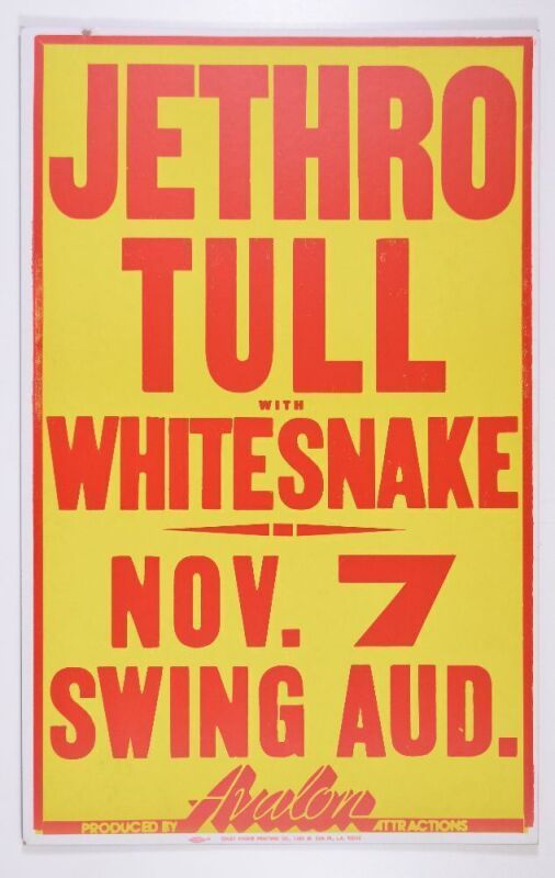 1980 Jethro Tull Swing Auditorium Poser Near Mint 83