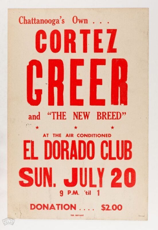 1960s Cortez Greer and The New Breed The El Dorado Club Poster Excellent 79
