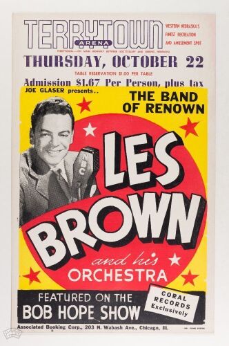 1953 Les Brown Terrytown Arena Globe Poster Near Mint 81