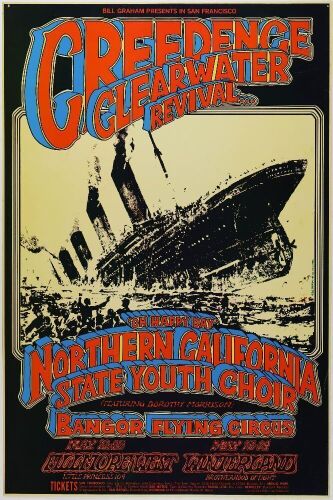 1969 BG-174 Creedence Clearwater Revival Fillmore West & Winterland Poster Excellent 75