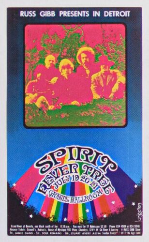 1968 G/G-680719 Spirit James Gang Grande Ballroom Detroit Postcard Near Mint 85