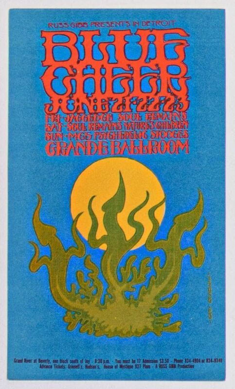 1968 G/G-680621 Blue Cheer MC5 Grande Ballroom Detroit Postcard Excellent 77