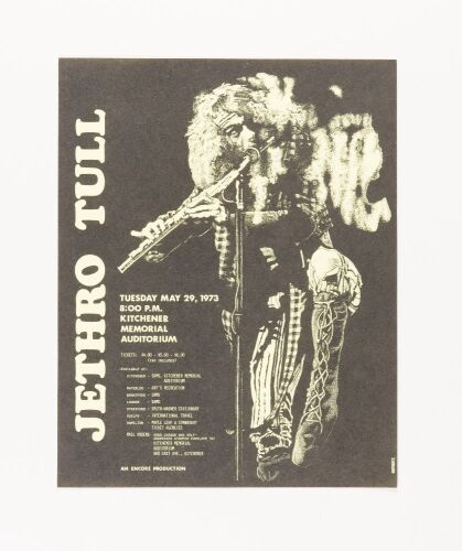 1973 Jethro Tull Kitchener Memorial Auditorium Ontario Handbill Mint 91
