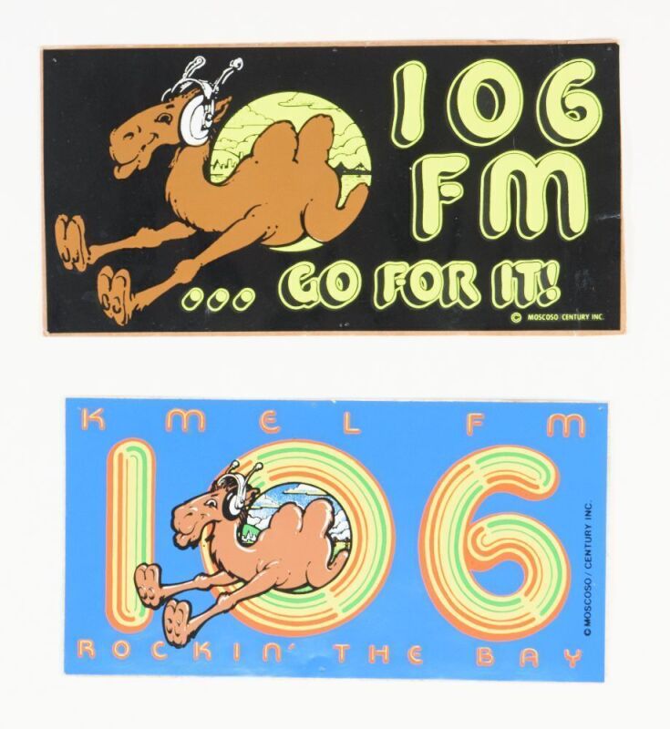 Lot of 2 Vintage Victor Moscoso 106 FM Stickers Not Graded