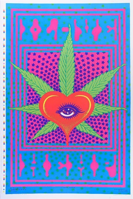 1994 Victor Moscoso I Love Hemp Printers Proof Signed Moscoso Poster Near Mint 87