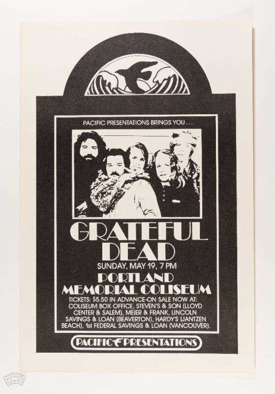 1974 Grateful Dead Portland Memorial Coliseum Poster Near Mint 87