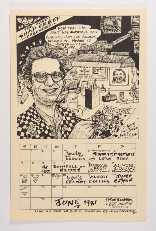1981 Soap Creek Saloon June Calendar Poster Near Mint 83