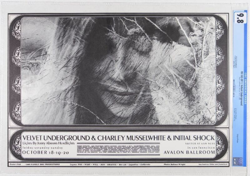 1968 FD-142 Velvet Underground Avalon Ballroom Poster CGC 9.8