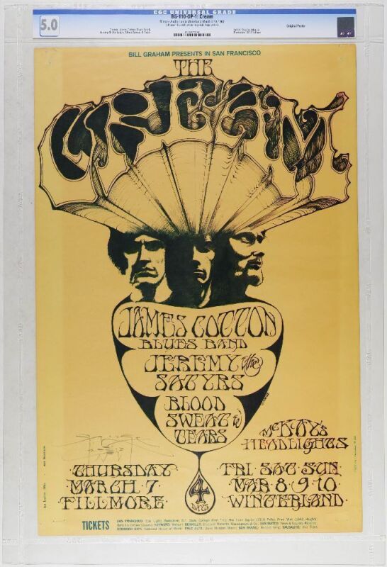 1968 BG-110 Cream Fillmore Auditorium & Winterland Signed Mouse Poster CGC 5.0