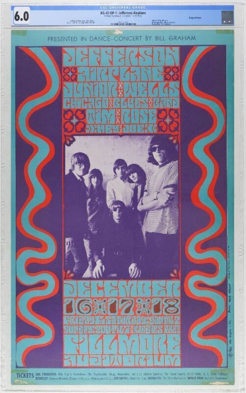 1966 BG-42 Jefferson Airplane Fillmore Auditorium Poster CGC 6.0
