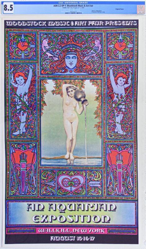 1969 AOR-3.2 David Byrd Woodstock Festival Wallkill New York Poster CGC 8.5