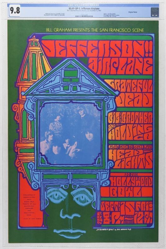 1967 BG-81 Grateful Dead Jefferson Airplane Big Brother Janis Joplin The Hollywood Bowl Poster CGC 9.8