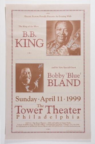 1999 B.B. King Bobby Blue Bland Tower Theater Philadelphia Poster Near Mint 85