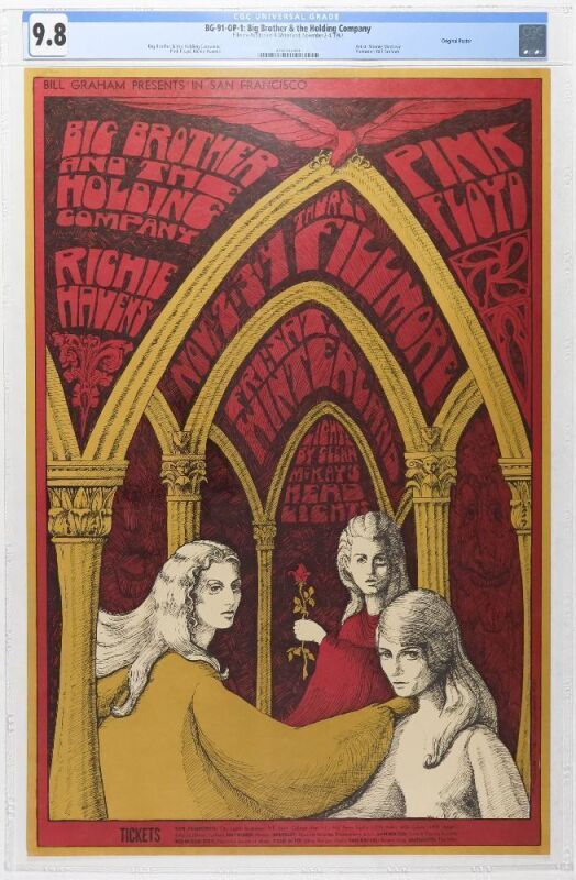 1967 BG-91 Pink Floyd Big Brother Janis Joplin Fillmore & Winterland Poster CGC 9.8