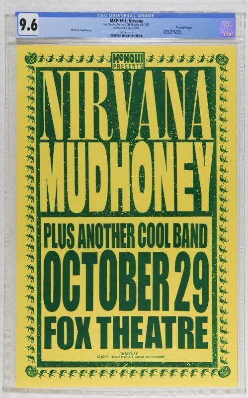 1991 MXP-79.1 Nirvana Mudhoney Fox Theatre Portland Poster CGC 9.6