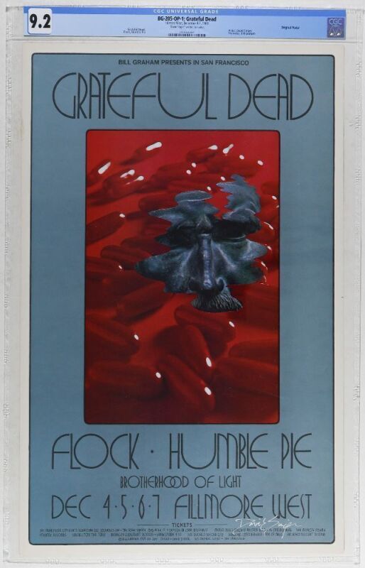 1969 BG-205 Grateful Dead Humble Pie Fillmore West Signed Singer Poster CGC 9.2