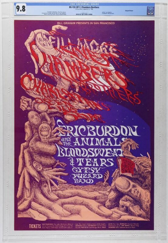 1968 BG-132 Chambers Brothers The Charlatans Fillmore West Poster CGC 9.8