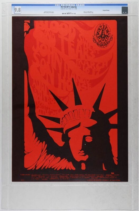 1968 FD-110 Blood Sweat & Tears Avalon Ballroom Poster CGC 9.8