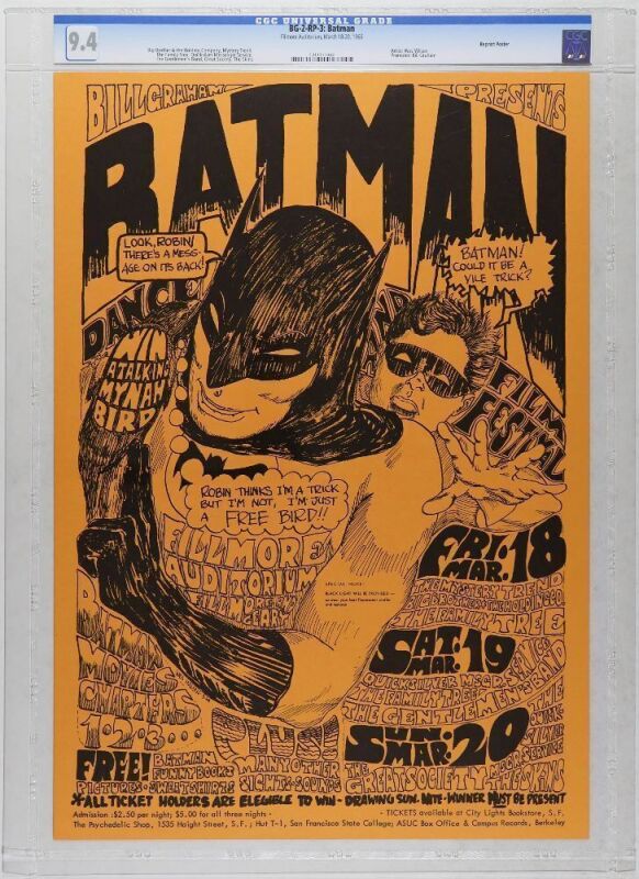 1966 BG-2 Big Brother Batman Fillmore Auditorium RP3 Poster CGC 9.4