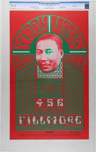 1966 BG-35 Muddy Waters Quicksilver Andrew Staples Fillmore Auditorium Poster CGC 9.4