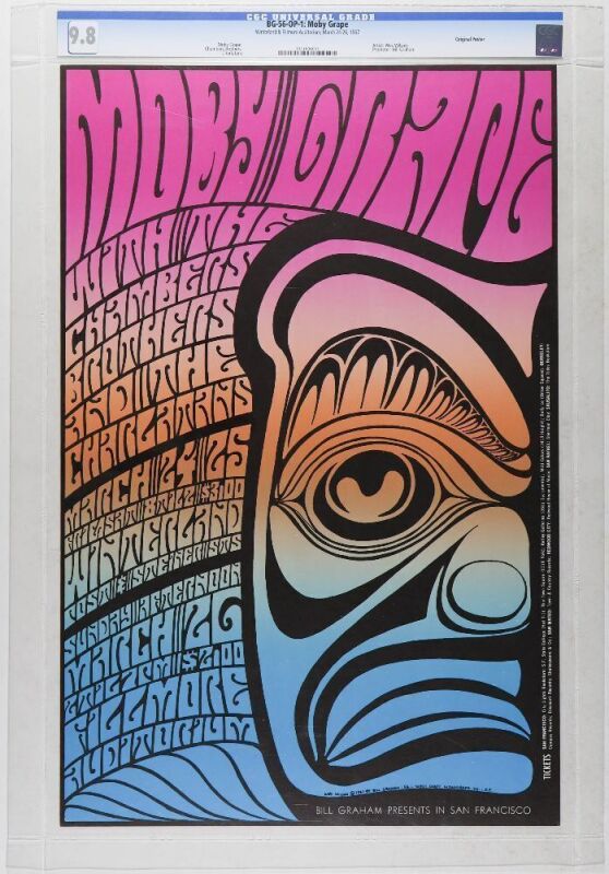 1967 BG-56 Moby Grape Winterland & Fillmore Auditorium Poster CGC 9.8