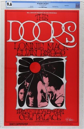 1969 BG-186 The Doors Cow Palace RP2 Signed Tuten Poster CGC 9.6