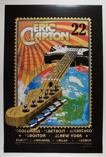 2022 Eric Clapton Fall Tour LE Signed Pobiak Poster Near Mint 89